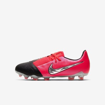 Nike Jr. Phantom Venom Elite FG - Nagyobb Gyerek Focicipő - Piros/Fekete/Metal Titán